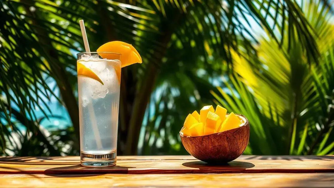 Água de coco com whey e manga: refresco proteico saudável, fácil e perfeito pós-treino
