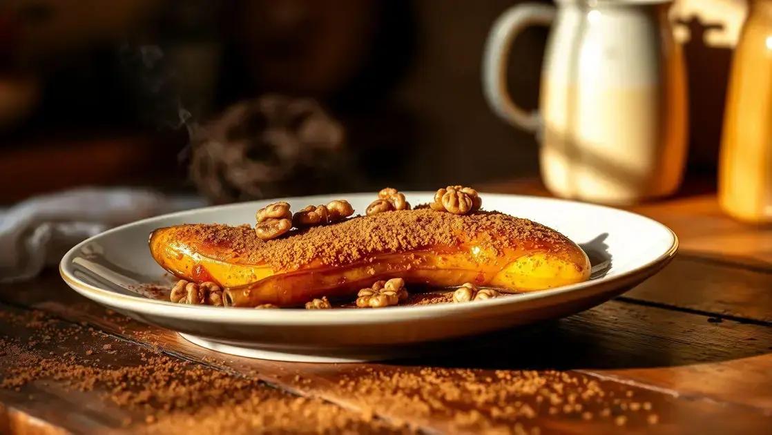 Banana pré-assada com canela e nozes: lanche saudável, fácil e irresistível