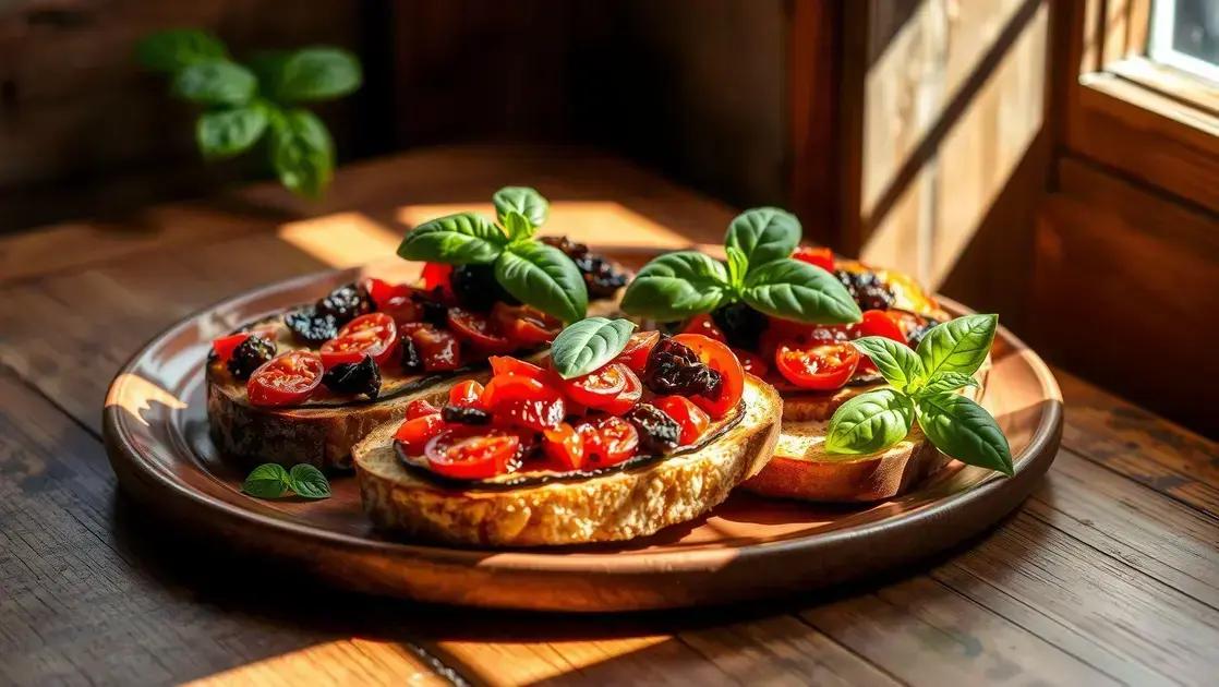 Bruschetta de berinjela com tomate seco: uma entrada saudável e cheia de sabor