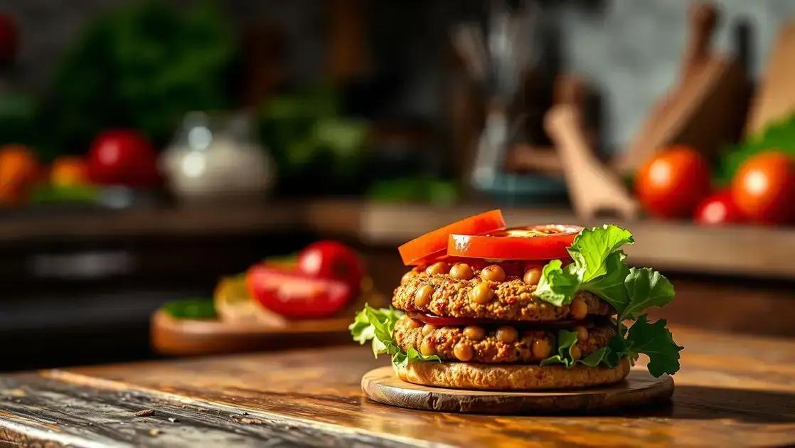 Hambúrguer de grão-de-bico assado: opção saudável, leve e irresistível para o dia a dia