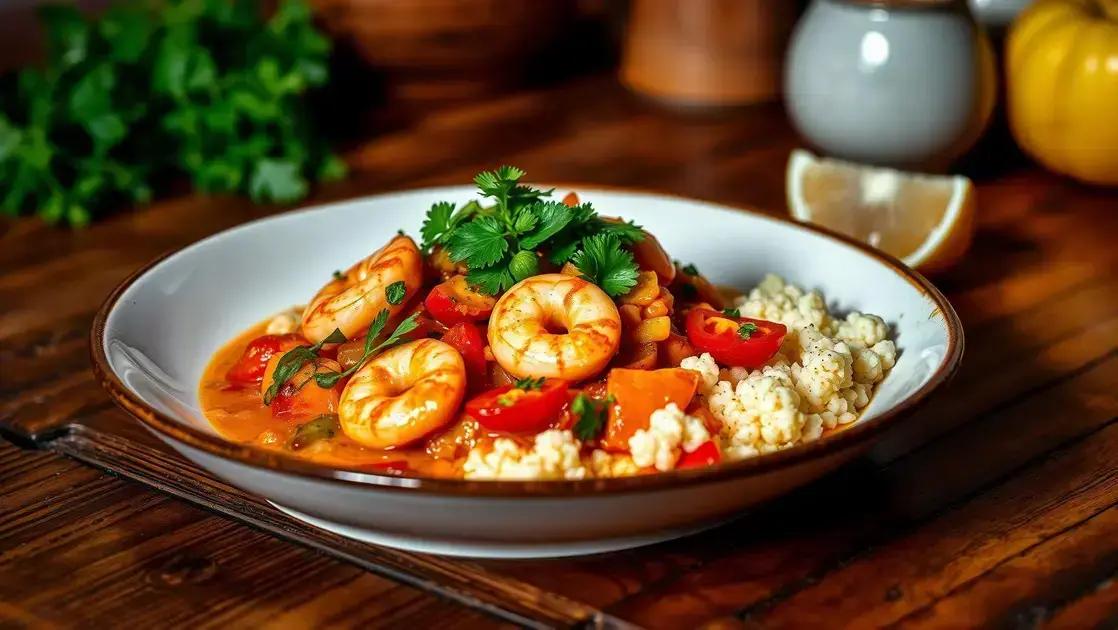 Moqueca de camarão light com arroz de couve-flor: sabor leve e saudável sem perder o prazer
