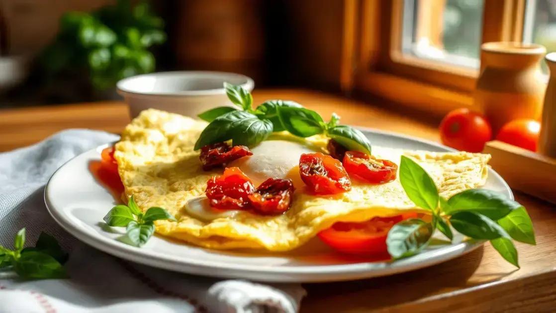 Omelete de clara com tomate seco e manjericão: refeição leve, saborosa e saudável