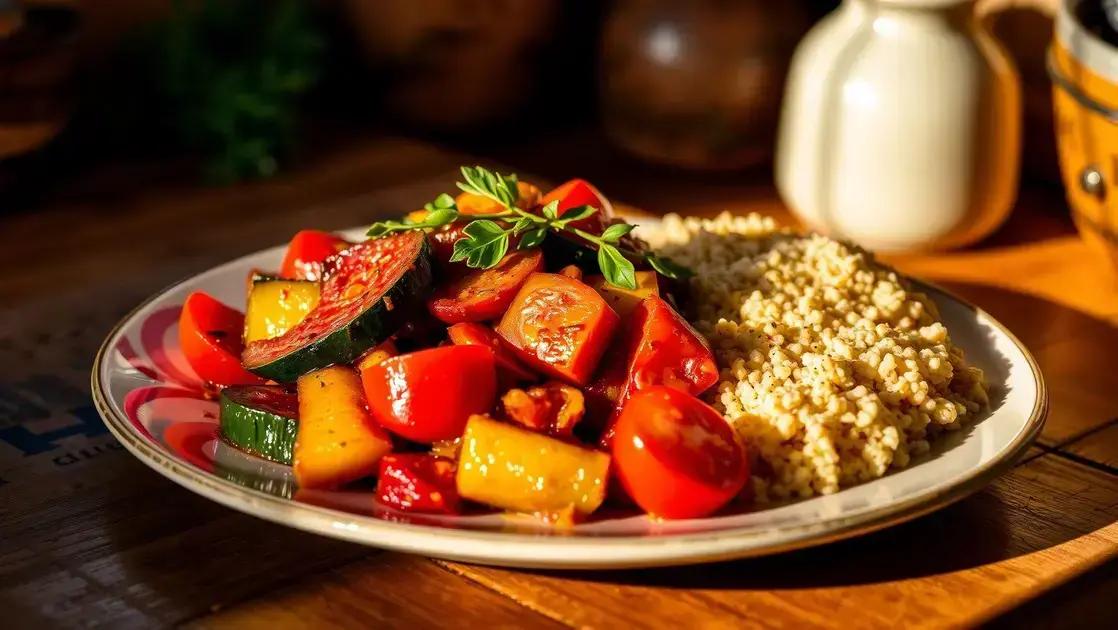 Ratatouille assado com quinoa: uma explosão de cores e sabores leves no seu prato