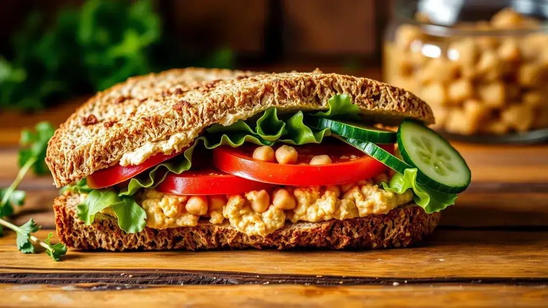 Sanduíche de pão integral com pasta de grão-de-bico: sabor prático e saudável no seu lanche