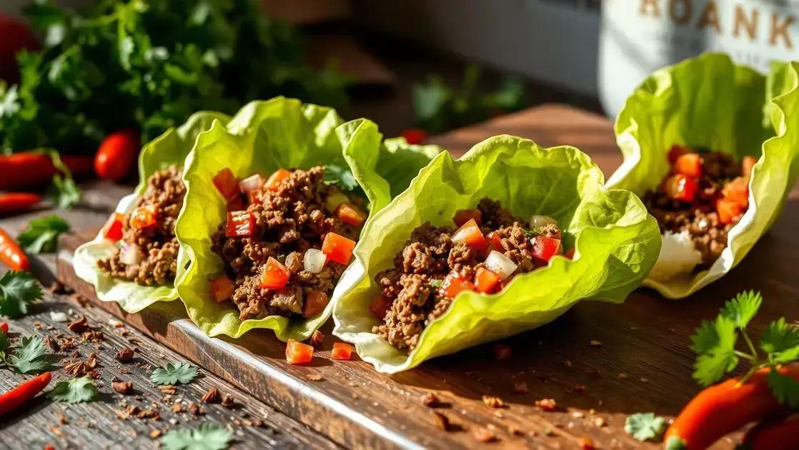 Tacos de folha de alface com carne moída magra: leve, prático e sabor surpreendente