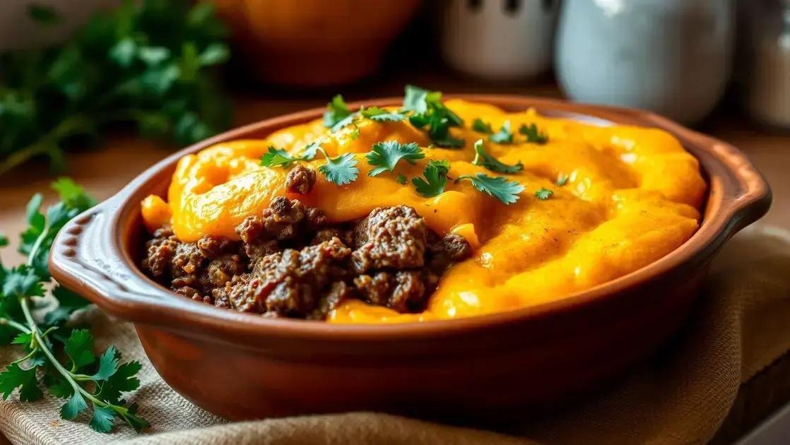 Escondidinho de carne moída magra com purê de jerimum: saudável e cheio de sabor