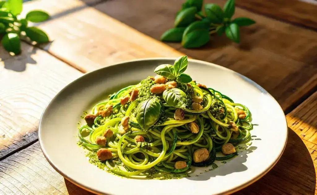 Espaguete de abobrinha ao pesto de jaca verde: leveza e sabor em um prato criativo
