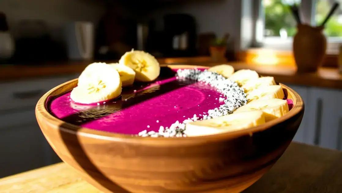 Smoothie bowl de açaí com banana e farinha de coco: café da manhã fresco e nutritivo