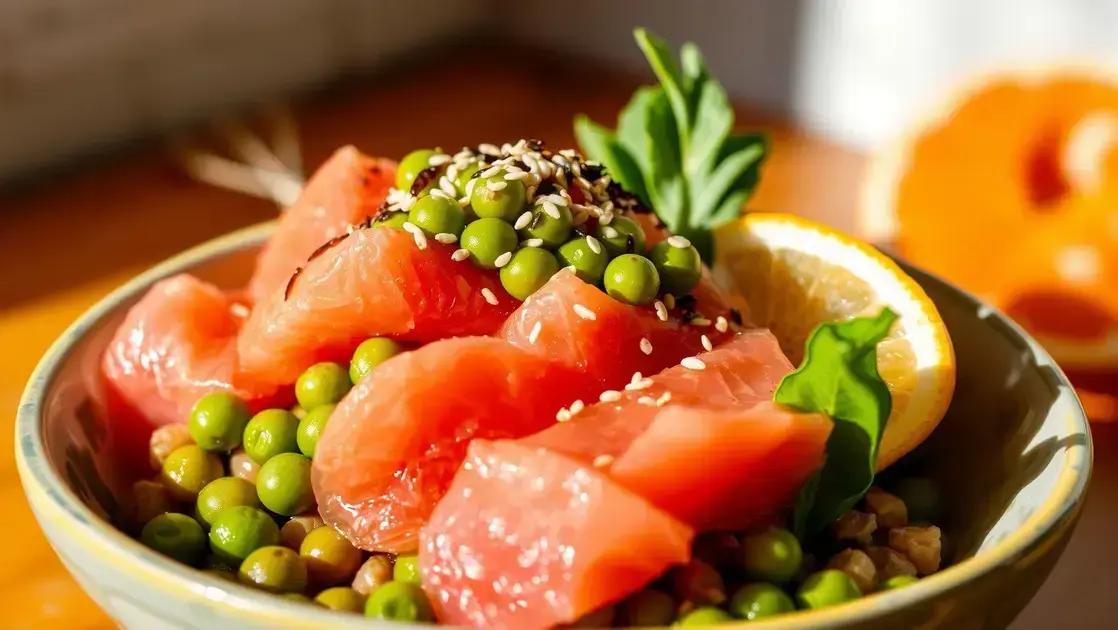 Tigela poke de salmão cru com edamame e gergelim: sabor e frescor em cada garfada