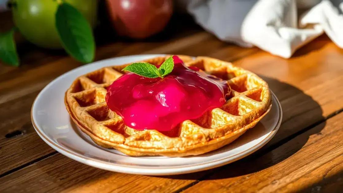 Waffles integrais com geleia de goiaba sem açúcar: café leve e cheio de sabor
