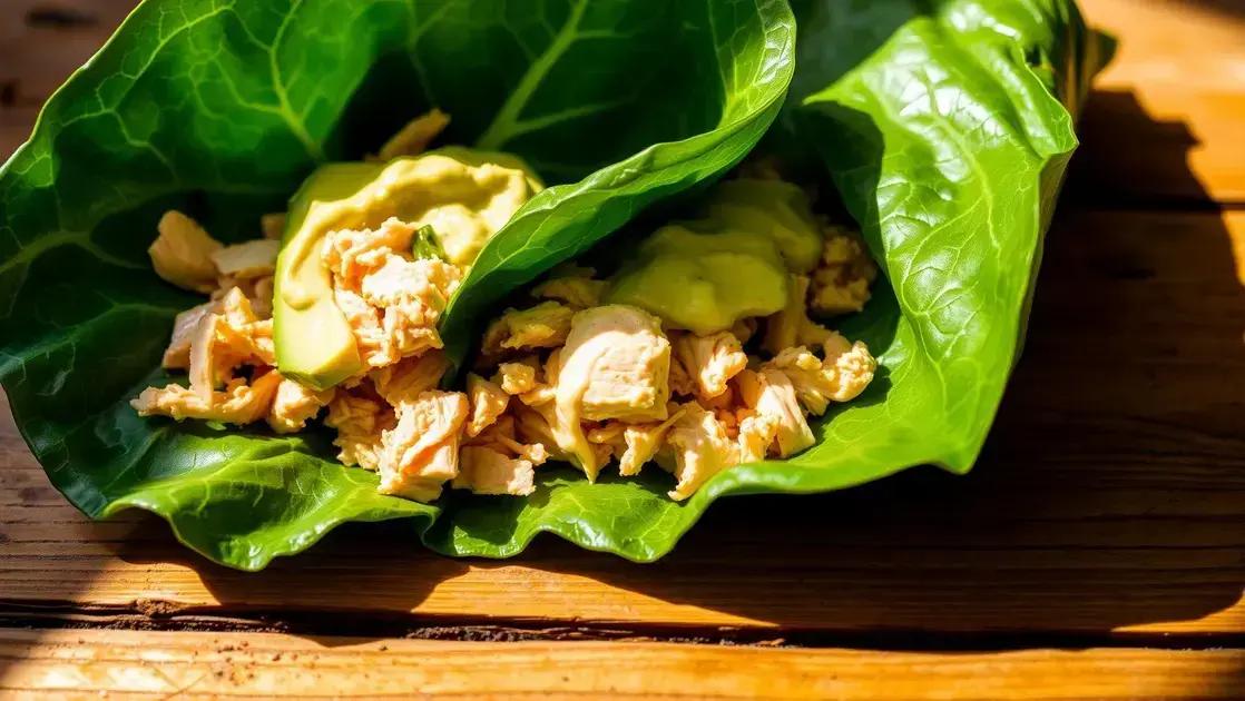 Wrap de folha de couve com frango desfiado e creme de abacate: leve e nutritivo